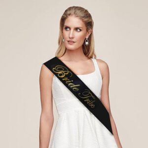 Bride Tribe gold on black sash 78cm, hens night Auckland NZ