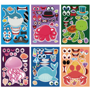 Ocean animals DIY face making stickers 12 sheets 6 styles, Auckland NZ