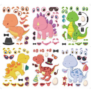 Dinosaur DIY face making stickers 12 pieces 6 styles 210x150mm, Auckland NZ