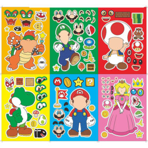 Super Mario DIY face making stickers 12pcs — 6 designs, party favours Auckland NZ