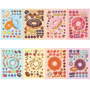 Donuts DIY party stickers 16 sheets 8 different styles, Auckland NZ