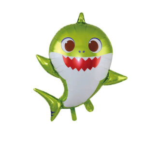 Green Baby Shark party foil balloon 66x45cm helium quality, Auckland NZ