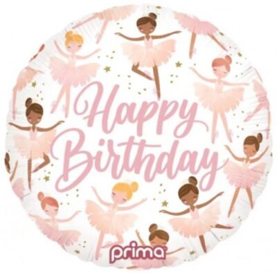 Birthday Ballerinas foil balloon 18 inch helium quality, Auckland NZ
