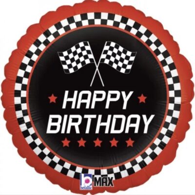 Racing Car Party Balloon Chequered Flag BIRTHDAY Foil Balloon