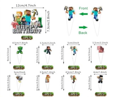 Minecraft birthday Cake toppers package
