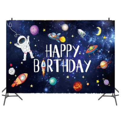 Outer space Happy Birthday wall background design 1001 150x100cm, Auckland NZ
