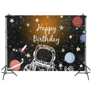 Outer space Happy Birthday wall background 150x100cm, Auckland NZ