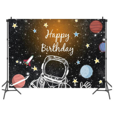 Outer space Happy Birthday wall background 150x100cm, Auckland NZ