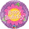 Pink daisy plaid foil birthday balloon 18 inch 46cm, Auckland NZ
