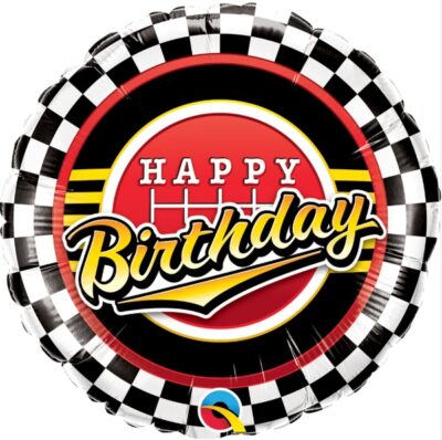 Racing Car Party Checkered Pattern Foil Birthday Balloon