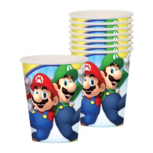 Super Mario Brothers party cups 266ml — pack of 8, party tableware Auckland NZ