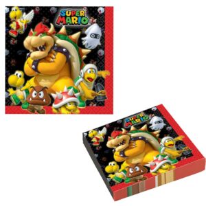 Super Mario Brothers lunch napkins — pack of 16, 33x33cm, party tableware Auckland NZ