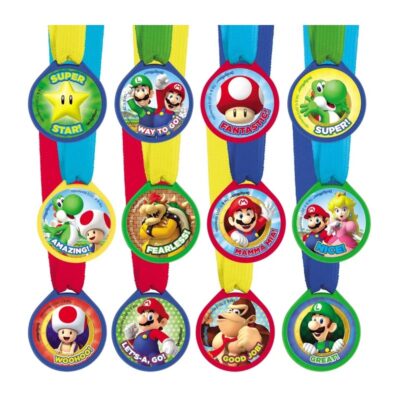 Super Mario Brothers mini award medals — pack of 12, plastic and fabric, Auckland NZ