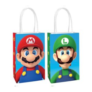 Super Mario Brothers paper kraft bags — pack of 8, 21x13x8cm, party favour bags Auckland NZ