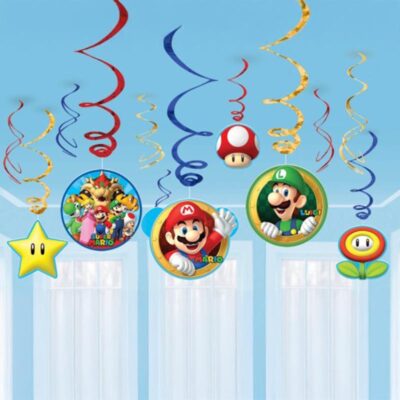 Super Mario Brothers swirl value pack — foil swirls party decoration, Auckland NZ
