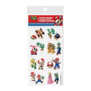 Super Mario Brothers temporary tattoos — pack of 8, kids party favours Auckland NZ