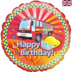 Transportation Party Foil Balloon -- Happy Birthday Fire Engine