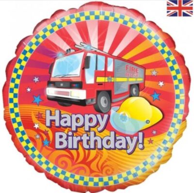Transportation Party Foil Balloon -- Happy Birthday Fire Engine