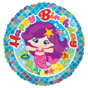45cm Round Foil Balloon BIRTHDAY Mermaid #15447