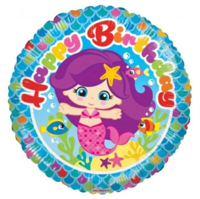45cm Round Foil Balloon BIRTHDAY Mermaid #15447 45cm Round Foil Balloon BIRTHDAY Mermaid #15447