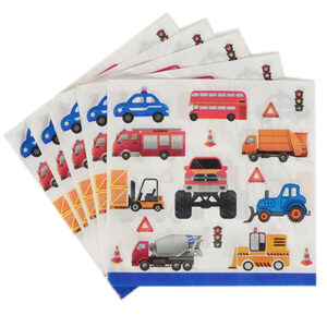 Transportation party napkins cars trucks 17x17cm 20 pieces, Auckland NZ