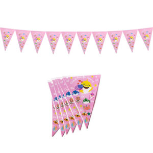 Pink Baby Shark triangle banner pennant bunting party decoration, Auckland NZ