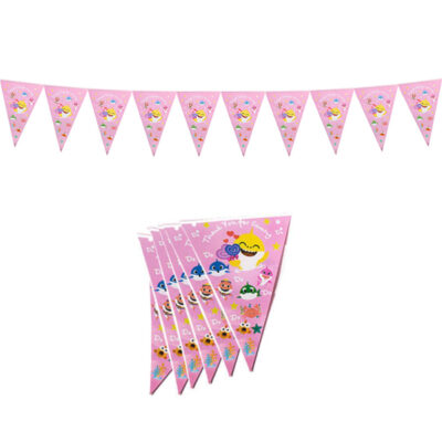 Pink Baby Shark triangle banner pennant bunting party decoration, Auckland NZ