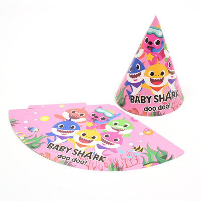 Baby Shark pink Doo Doo cone party hats 6 pieces, Auckland NZ