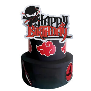 Ninja Happy Birthday cake topper red black glitter warrior decoration, Auckland NZ