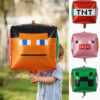 4-sided Minecraft foil balloons 4D Minecraft pixel cube foil balloons Steve TNT Creeper Pig designs, Auckland NZ
