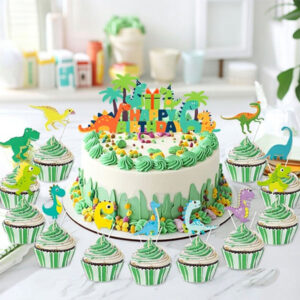 Dinosaur theme cake decoration kit large topper and 12 cupcake picks, Auckland NZ