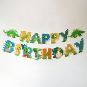 Roaring dinosaur Happy Birthday banner large prehistoric bunting, Auckland NZ
