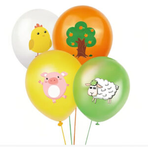 Cute farm animal printed latex balloons assorted barnyard character pack, Auckland NZ