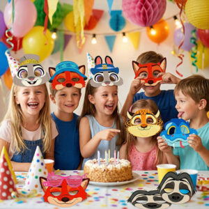 Safari jungle animal party masks 12 pieces kids character birthday favours, Auckland NZ