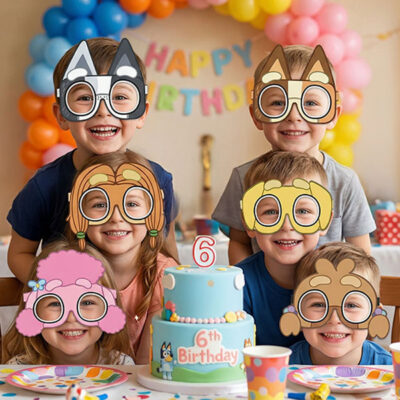 bluey glass1 Bluey and Friends party glasses kids birthday favours 6 pack, Auckland NZ