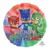 45cm Standard HX PJ Masks Happy Birthday S60 PJ Masks Happy Birthday Foil Balloon 45cm Catboy Owlette Gekko Party Supplies Auckland NZ