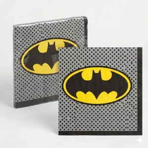 Batman Heroes Unite Lunch Napkins 16.5cm Grey Polka Dot Batman Logo Party Supplies Auckland NZ
