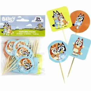 Bluey Cupcake Picks 7.6cm 24 Pack Bluey Bingo Party Supplies Auckland