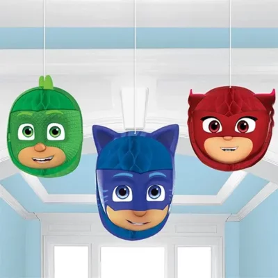 PJ Masks Hanging Honeycomb Decorations Catboy Owlette Gekko 18cm Party Decorations Auckland NZ