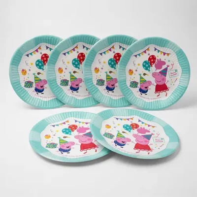 Peppa's Party 23cm Paper Plates NPC Peppa Pig's Party Round Paper Plates 23cm Peppa George Party Supplies Auckland NZ