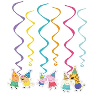 Peppa Pig's Party Hanging Swirl Decorations 6 Pack Peppa George Party Decorations Auckland NZ