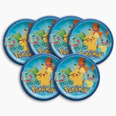 Pokemon Classic 23cm Round Paper Plates Pikachu Charmander Party Supplies Auckland NZ