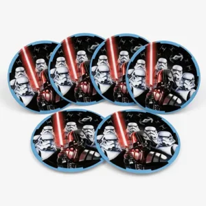 Star Wars Classic paper plates 23cm 8pk featuring Darth Vader and Stormtroopers with red lightsabers – Star Wars party tableware NZ, Balloons4you Auckland