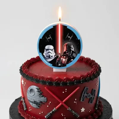 Star Wars Classic birthday cake candle 8.5cm featuring Darth Vader and Stormtrooper – Star Wars party cake decoration NZ, Balloons4you Auckland