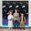 Star Wars Galaxy scene setter backdrop 1.21m x 2.43m featuring Millennium Falcon X-Wings and TIE Fighters in deep space – Star Wars party decoration NZ, Balloons4you Auckland