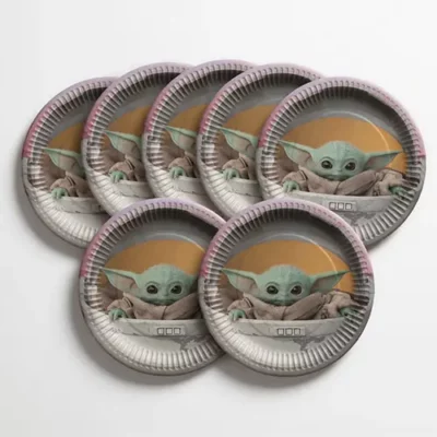 Star Wars Mandalorian Baby Yoda paper plates 17cm 8pk – Star Wars party tableware NZ, Balloons4you Auckland