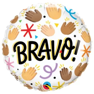 Bravo! round foil balloon 45cm with colourful confetti design for graduation and congratulations NZ — Balloons4you Silverdale Auckland