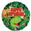 Birthday Dinosaur green round foil balloon 45cm, realistic dinosaur design for prehistoric-themed birthday parties NZ — Balloons4you Silverdale Auckland