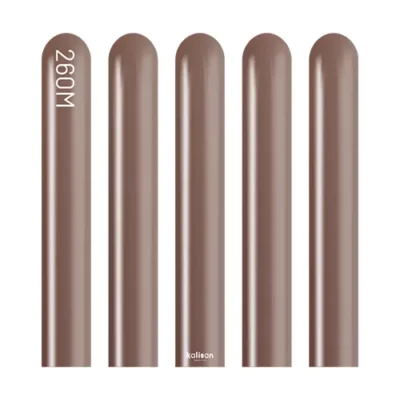 Kalisan 260 modelling balloons in mirror chocolate brown chrome, pack of 50 — 2in x 60in biodegradable latex twisting balloons for balloon art, available at Balloons4you Silverdale Auckland NZ