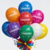 28cm Round Jewel Assorted Congratulations Star Pattern Congratulations star patterns latex balloon 28cm in assorted jewel-tone colours, stars design for graduation and celebrations NZ — Balloons4you Silverdale Auckland